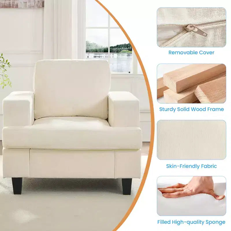 Mjkone 82Chenille 3-Seat Straight Sectional Sofa with 56''Armchair,2 Piece Living Room Sectional Sofa Furniture Sets