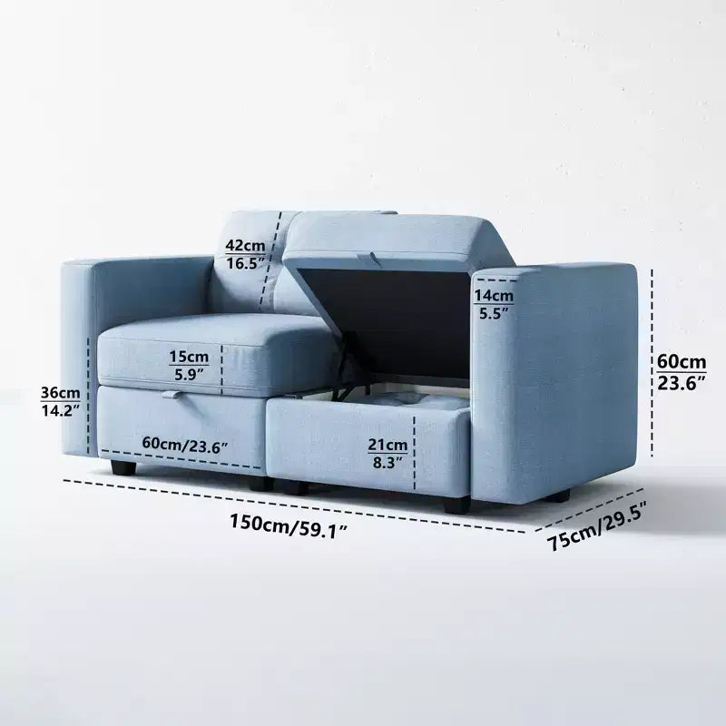 ATJafurn Upholstered Sectional Sofa With Storage, Sleeper Couches Square Arm Sofa For Living Room, Apartments and Small Space