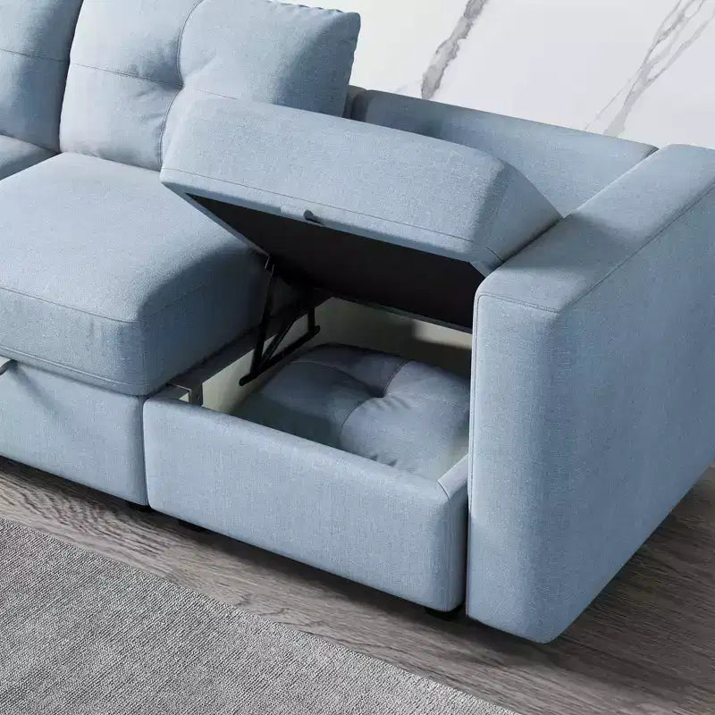 ATJafurn Upholstered Sectional Sofa With Storage, Sleeper Couches Square Arm Sofa For Living Room, Apartments and Small Space