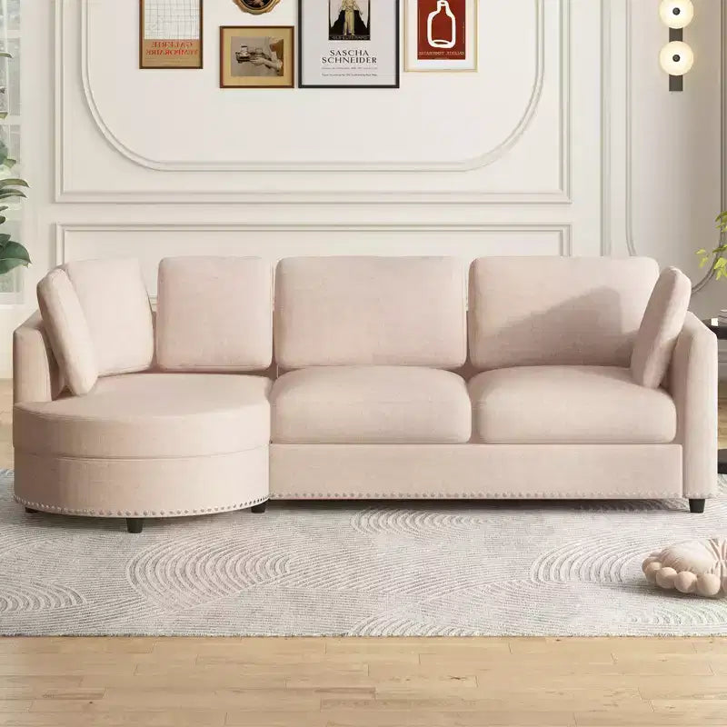 Mjkone Modern Small Cloud Couch, Living Room Minimalist Sofa, L Shaped Couch with Chaise