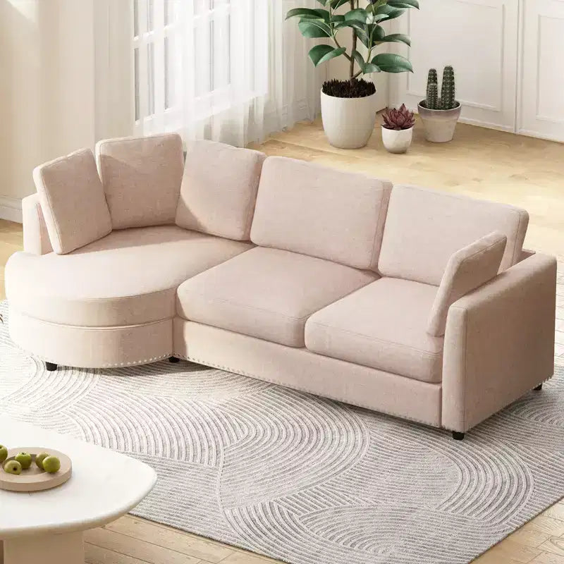Mjkone Modern Small Cloud Couch, Living Room Minimalist Sofa, L Shaped Couch with Chaise