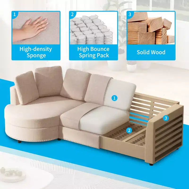 Mjkone Modern Small Cloud Couch, Living Room Minimalist Sofa, L Shaped Couch with Chaise