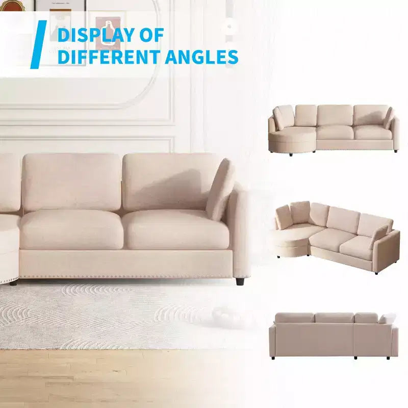 Mjkone Modern Small Cloud Couch, Living Room Minimalist Sofa, L Shaped Couch with Chaise