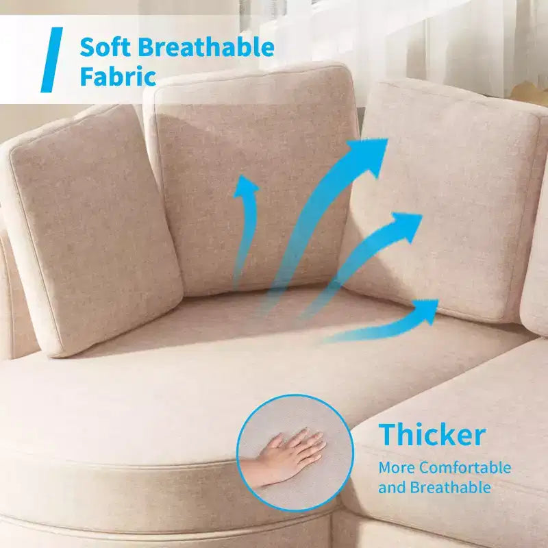 Mjkone Modern Small Cloud Couch, Living Room Minimalist Sofa, L Shaped Couch with Chaise