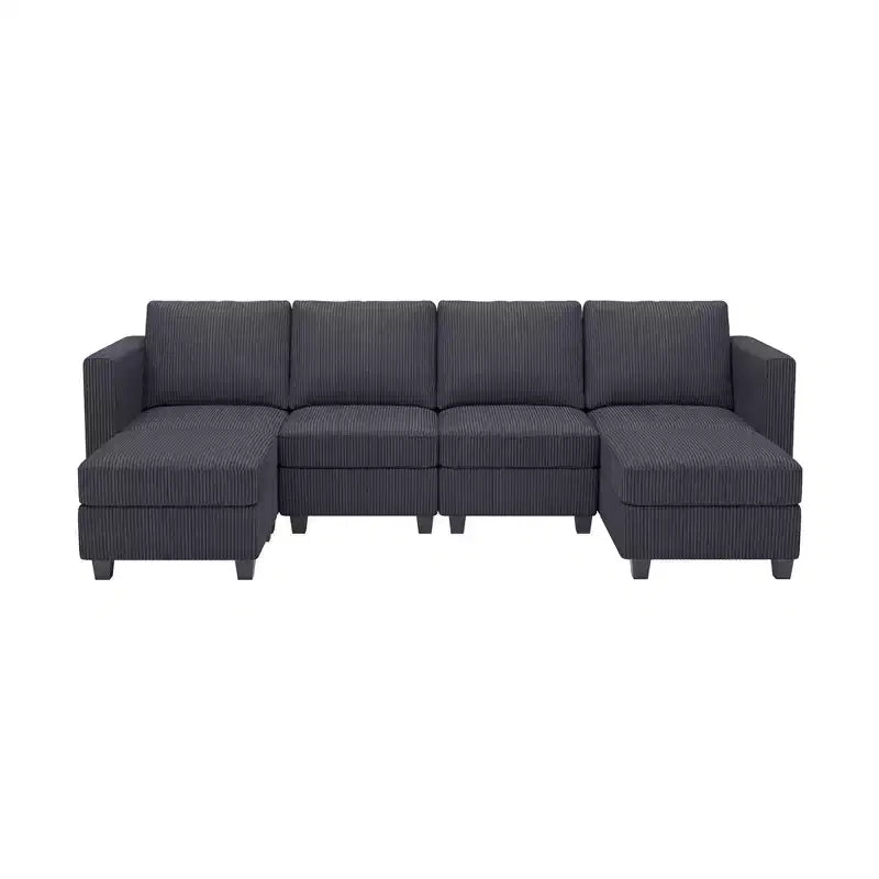 Belffin Modular U Shape Couch with Storage Ottoman Corduroy Sectional Couch with Chaise Convertible Modern Sectional Sofa Couch