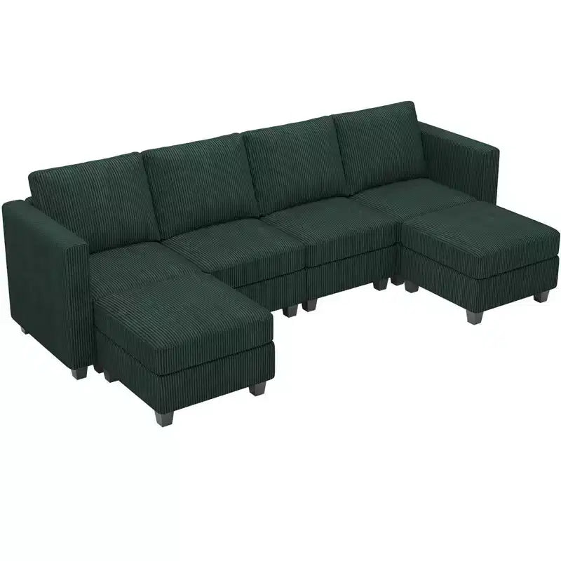 Belffin Modular U Shape Couch with Storage Ottoman Corduroy Sectional Couch with Chaise Convertible Modern Sectional Sofa Couch