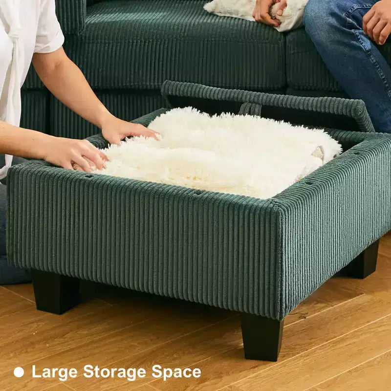 Belffin Modular U Shape Couch with Storage Ottoman Corduroy Sectional Couch with Chaise Convertible Modern Sectional Sofa Couch