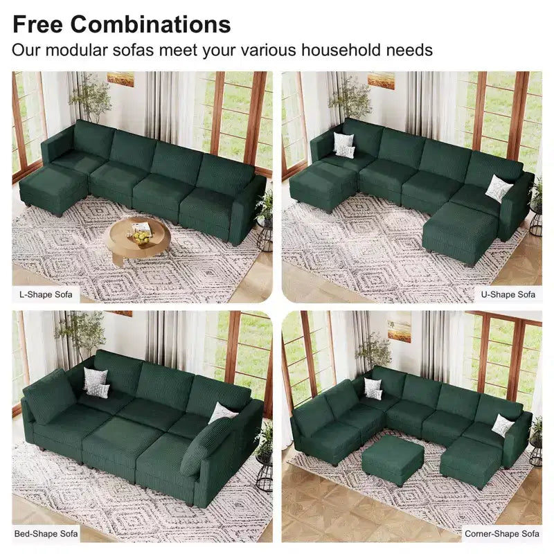 Belffin Modular U Shape Couch with Storage Ottoman Corduroy Sectional Couch with Chaise Convertible Modern Sectional Sofa Couch