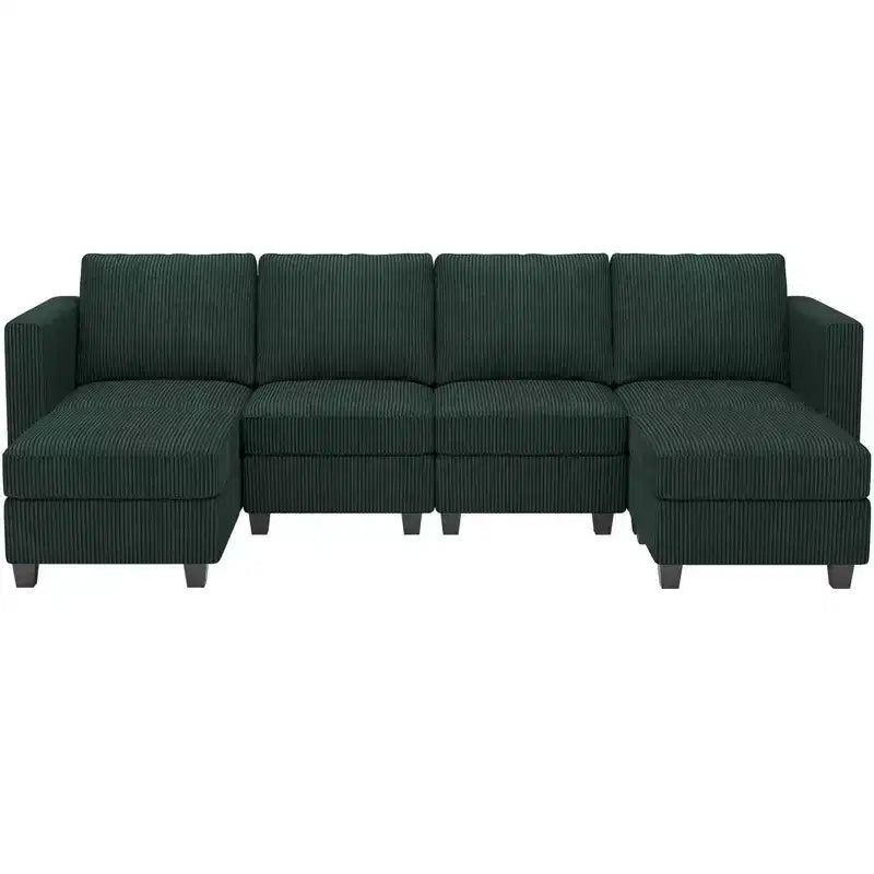 Belffin Modular U Shape Couch with Storage Ottoman Corduroy Sectional Couch with Chaise Convertible Modern Sectional Sofa Couch