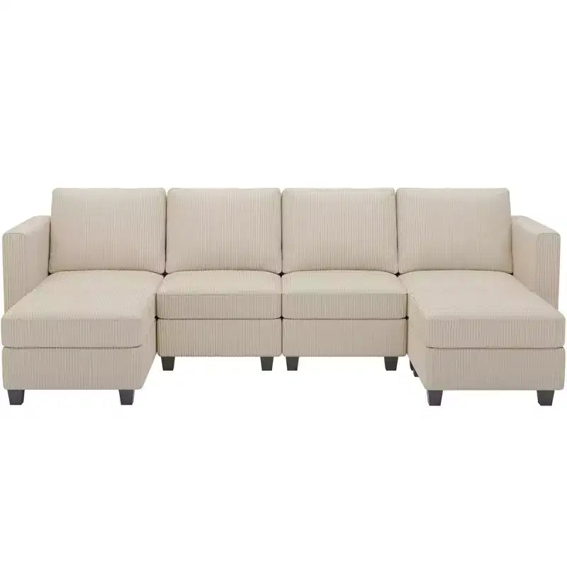 Belffin Modular U Shape Couch with Storage Ottoman Corduroy Sectional Couch with Chaise Convertible Modern Sectional Sofa Couch