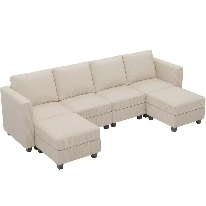 Belffin Modular U Shape Couch with Storage Ottoman Corduroy Sectional Couch with Chaise Convertible Modern Sectional Sofa Couch