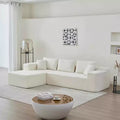 MAYEERTY 104.33 White L-Shaped Sponge Modular Floor Sectional Sofa Cloud Couch for Living Room