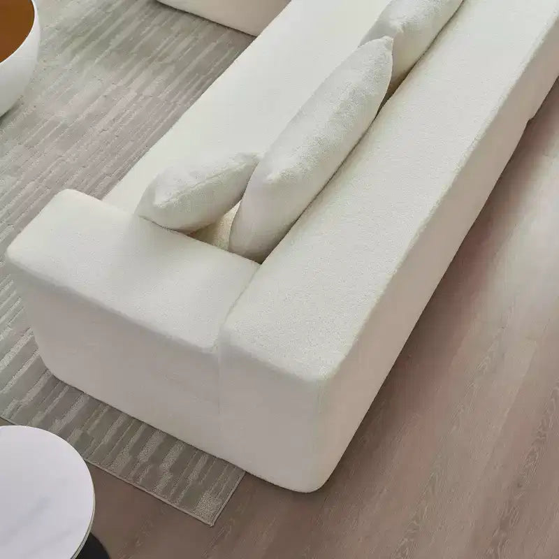 MAYEERTY 104.33 White L-Shaped Sponge Modular Floor Sectional Sofa Cloud Couch for Living Room