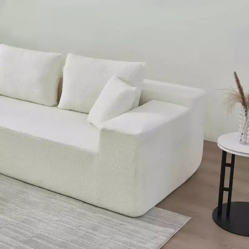 MAYEERTY 104.33 White L-Shaped Sponge Modular Floor Sectional Sofa Cloud Couch for Living Room