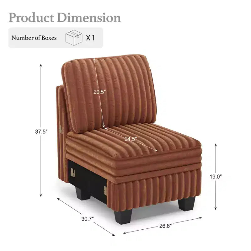 Belffin Plush Corduroy Single Module with Storage for Modular Sectional Sofa