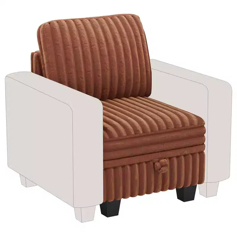 Belffin Plush Corduroy Single Module with Storage for Modular Sectional Sofa