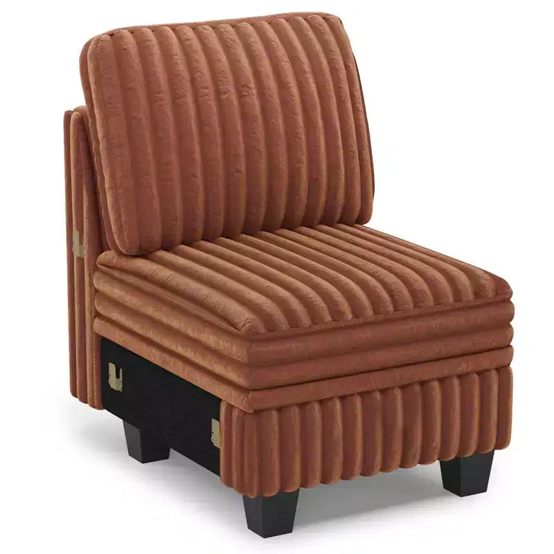 Belffin Plush Corduroy Single Module with Storage for Modular Sectional Sofa