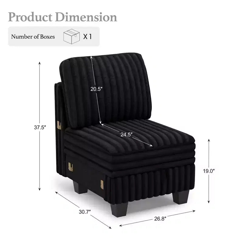 Belffin Plush Corduroy Single Module with Storage for Modular Sectional Sofa