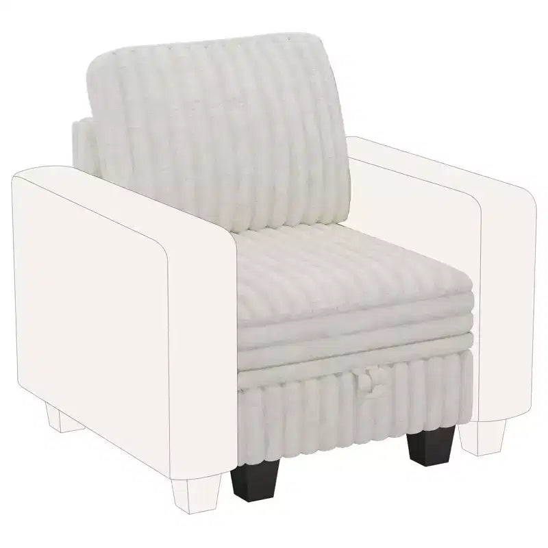 Belffin Plush Corduroy Single Module with Storage for Modular Sectional Sofa