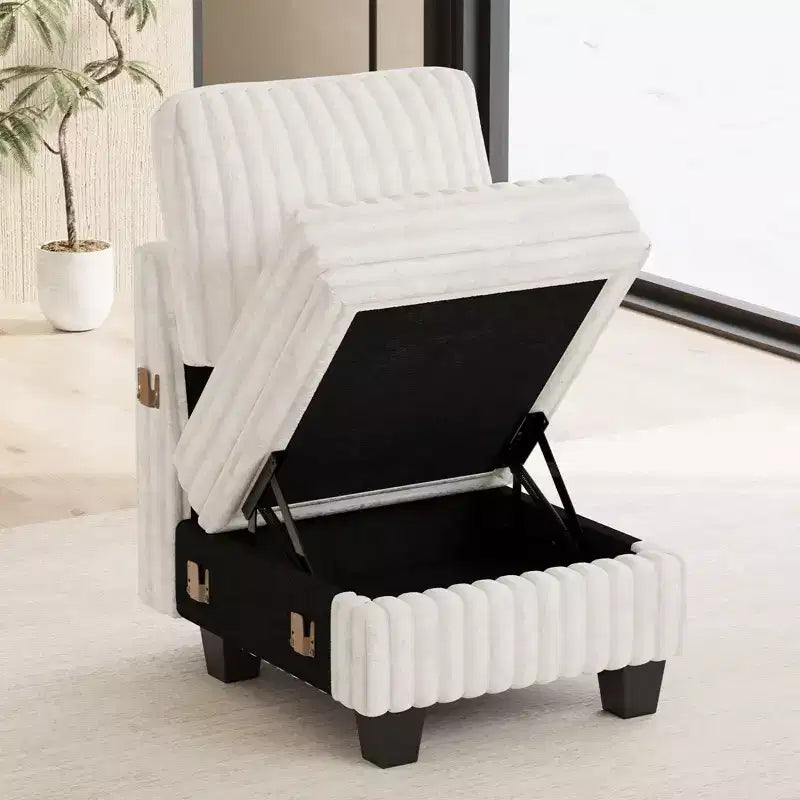 Belffin Plush Corduroy Single Module with Storage for Modular Sectional Sofa