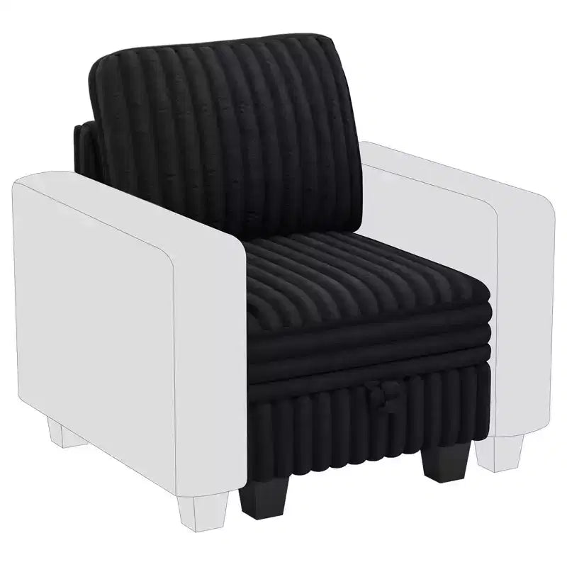 Belffin Plush Corduroy Single Module with Storage for Modular Sectional Sofa