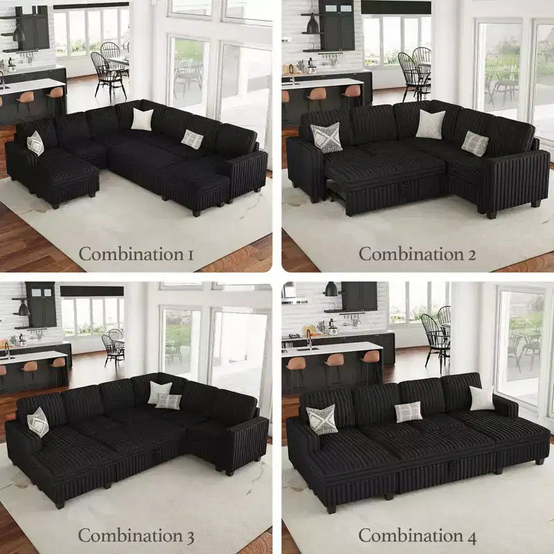 Belffin Plush Corduroy Single Module with Storage for Modular Sectional Sofa