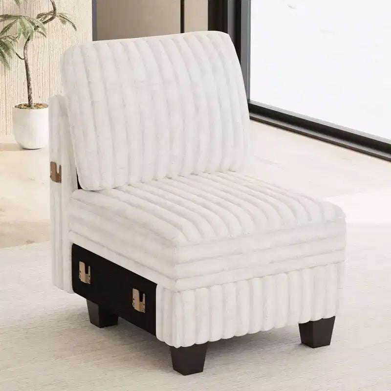 Module individuel Belffin en velours côtelé avec rangement pour canapé sectionnel modulable