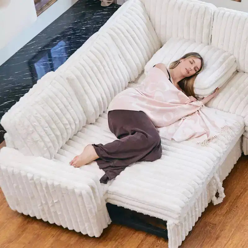 Belffin Corduroy Sectional Sleeper Sofa with Pull Out Bed Modular Sectional Loveseat Sofa Bed for Living Room