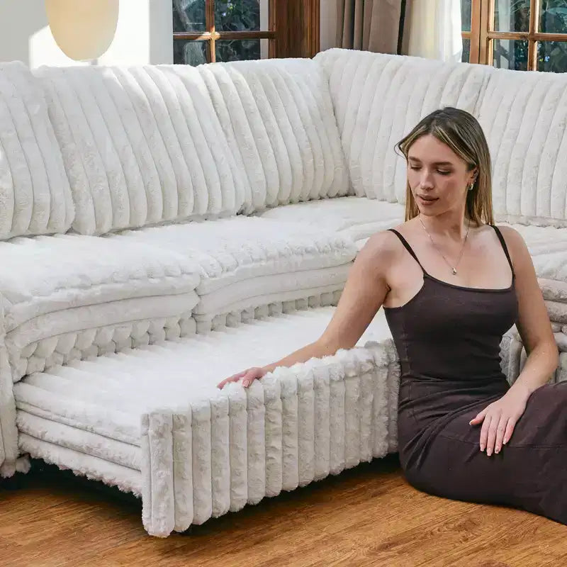Belffin Corduroy Sectional Sleeper Sofa with Pull Out Bed Modular Sectional Loveseat Sofa Bed for Living Room