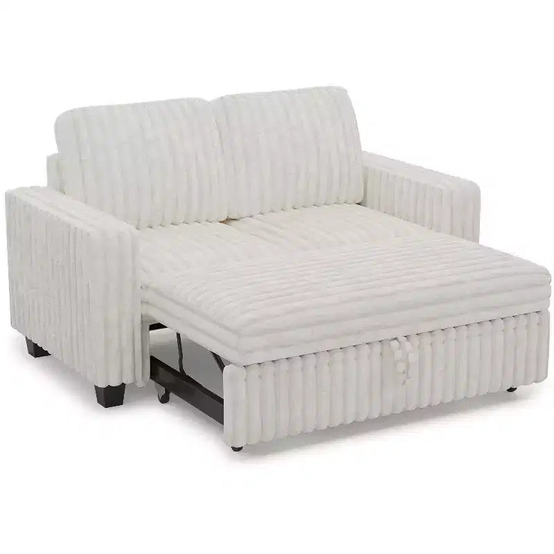 Belffin Corduroy Sectional Sleeper Sofa with Pull Out Bed Modular Sectional Loveseat Sofa Bed for Living Room