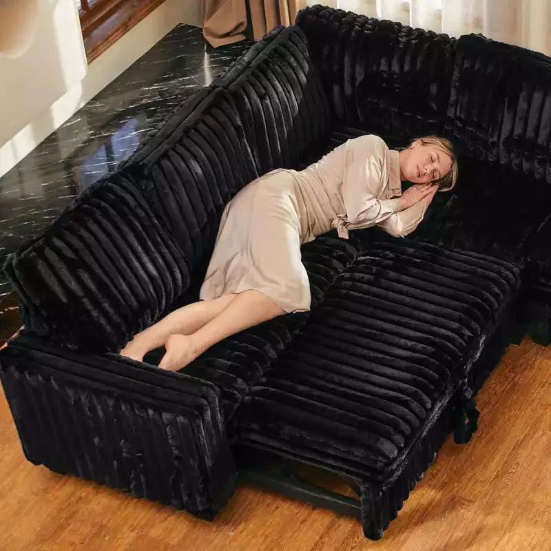 Belffin Corduroy Sectional Sleeper Sofa with Pull Out Bed Modular Sectional Loveseat Sofa Bed for Living Room