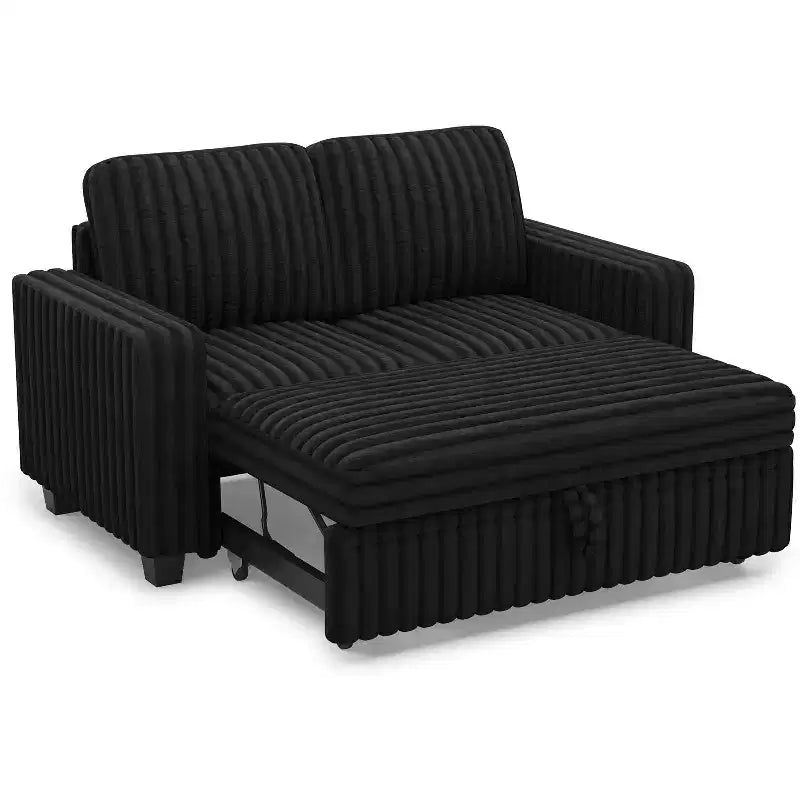 Belffin Corduroy Sectional Sleeper Sofa with Pull Out Bed Modular Sectional Loveseat Sofa Bed for Living Room