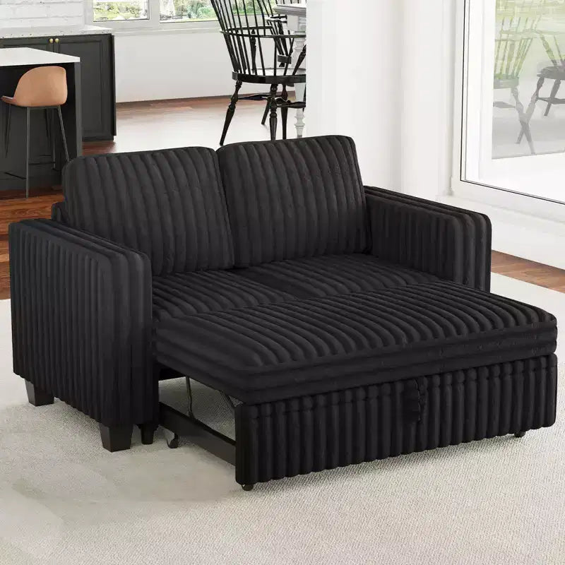 Belffin Corduroy Sectional Sleeper Sofa with Pull Out Bed Modular Sectional Loveseat Sofa Bed for Living Room
