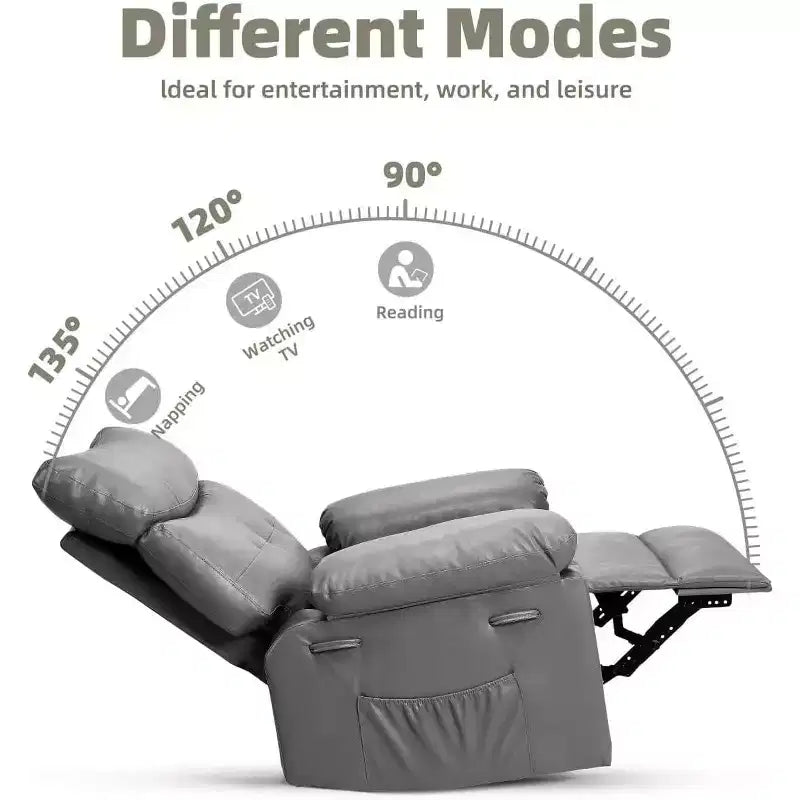Recliner Chair with Heat & Massage  360 Swivel & Manual Rocking, Ergonomic Design with Remote & Cup Holders for Living Room