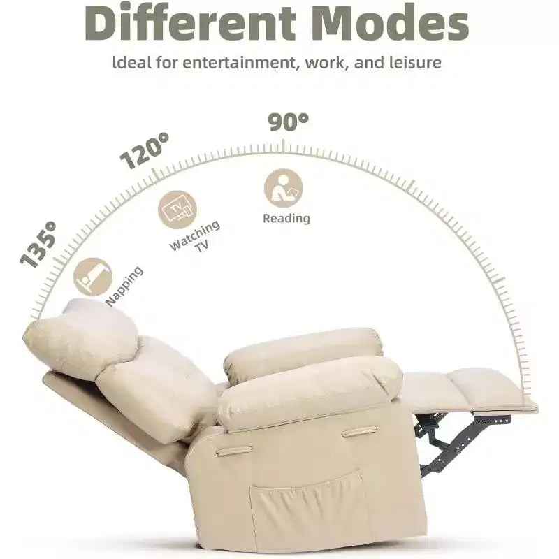 Recliner Chair with Heat & Massage  360 Swivel & Manual Rocking, Ergonomic Design with Remote & Cup Holders for Living Room