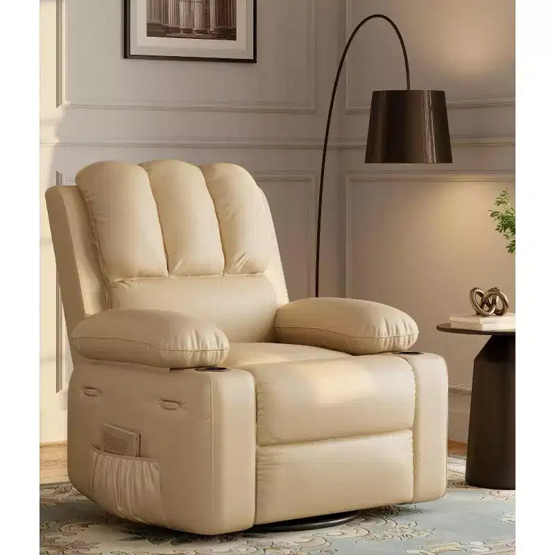 27 Oversized Recliner Chair with Heat & Massage  360 Swivel & Manual Rocking, Cup Holder for Living Room