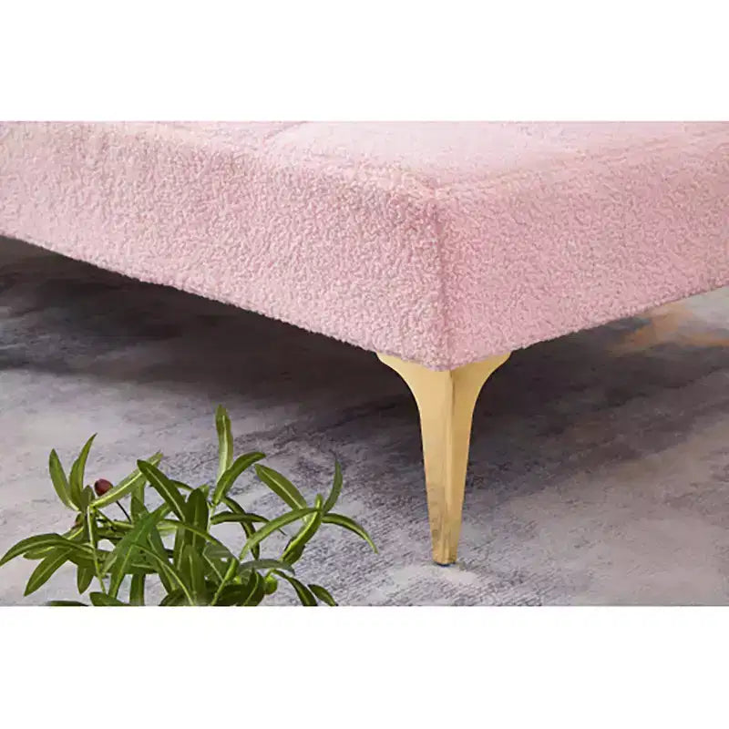 Convertible Futon Sofa Bed Modern Teddy Fabric Loveseat Sleeper Couch With Adjustable Backrest Metal Legs For Small Spaces Living Room