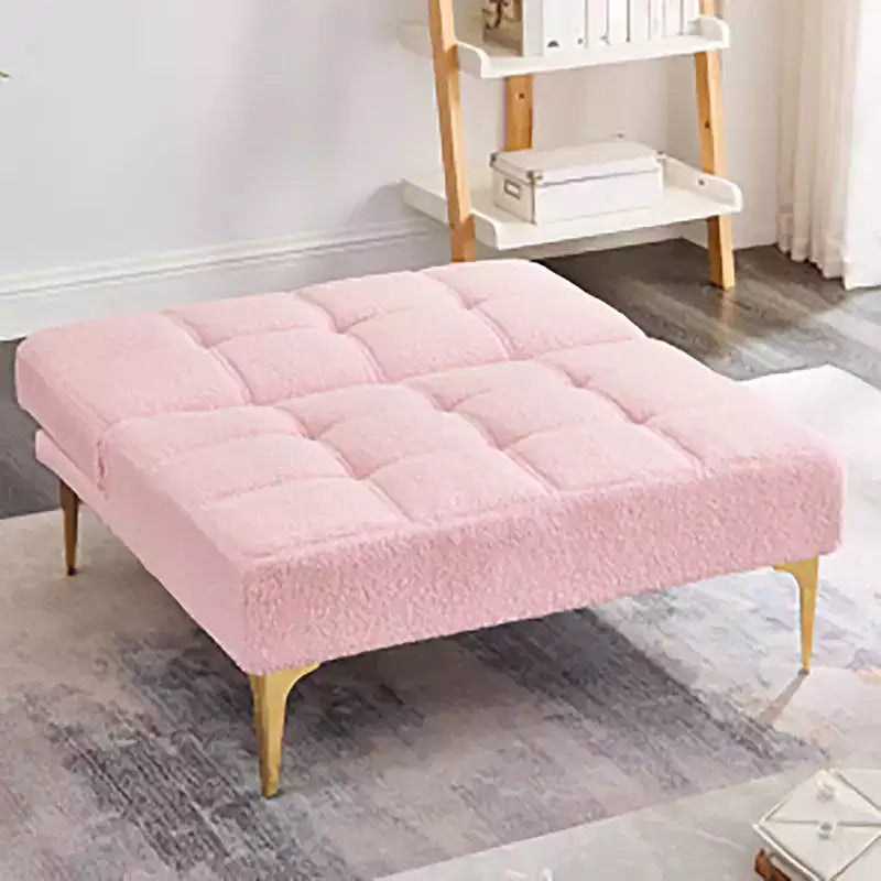 Convertible Futon Sofa Bed Modern Teddy Fabric Loveseat Sleeper Couch With Adjustable Backrest Metal Legs For Small Spaces Living Room