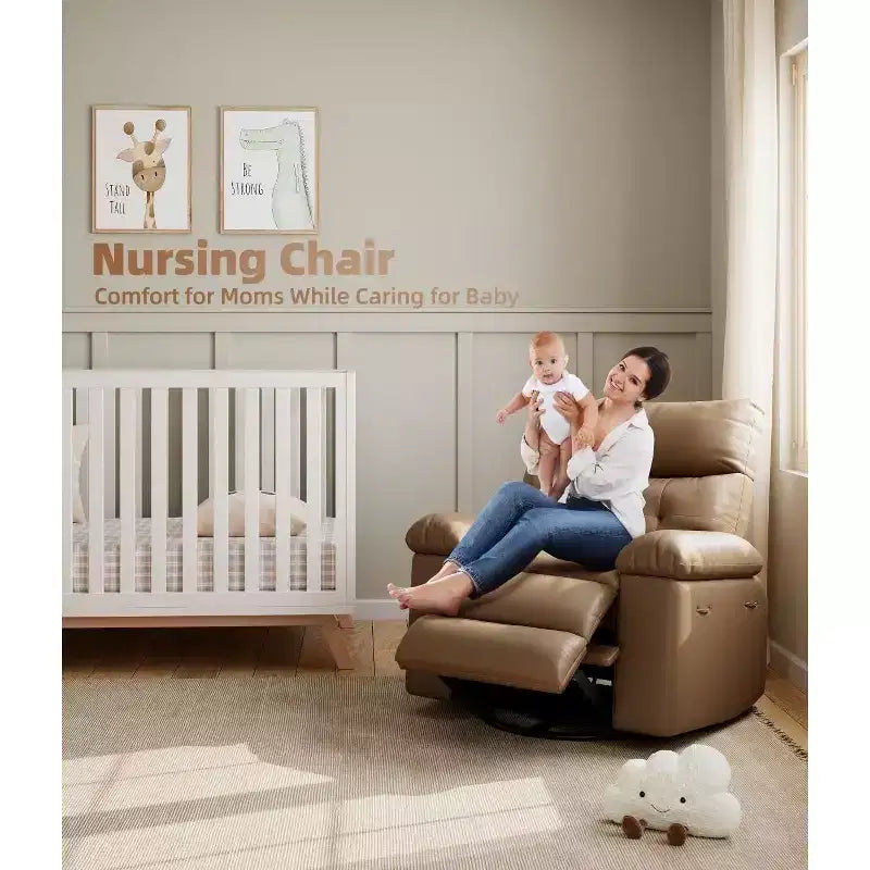 27 Oversized Recliner with Heat & Massage  360 Swivel & Manual Rocking, Remote Control for Living Room, Bedroom
