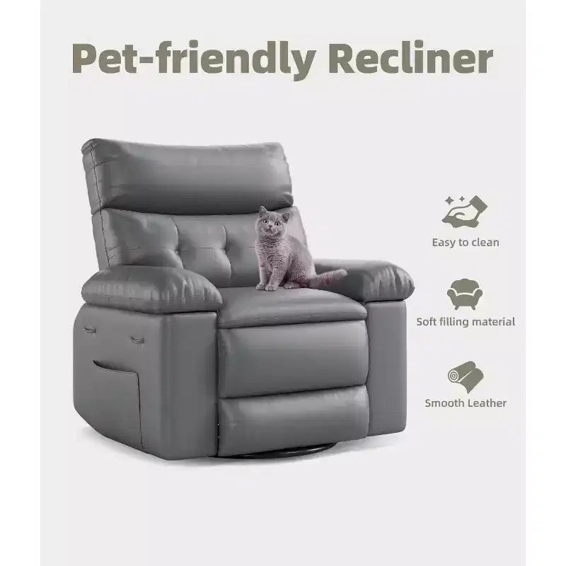 27 Oversized Recliner with Heat & Massage  360 Swivel & Manual Rocking, Remote Control for Living Room, Bedroom