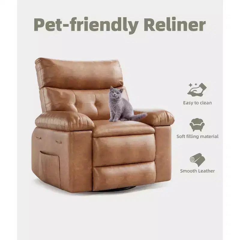 27 Oversized Recliner with Heat & Massage  360 Swivel & Manual Rocking, Remote Control for Living Room, Bedroom