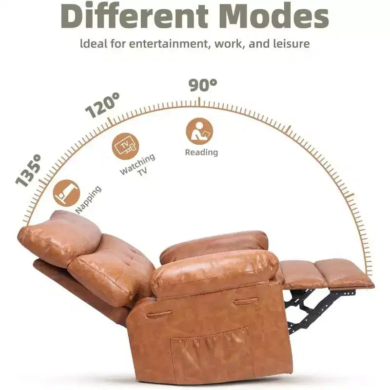 27 Oversized Recliner with Heat & Massage  360 Swivel & Manual Rocking, Remote Control for Living Room, Bedroom