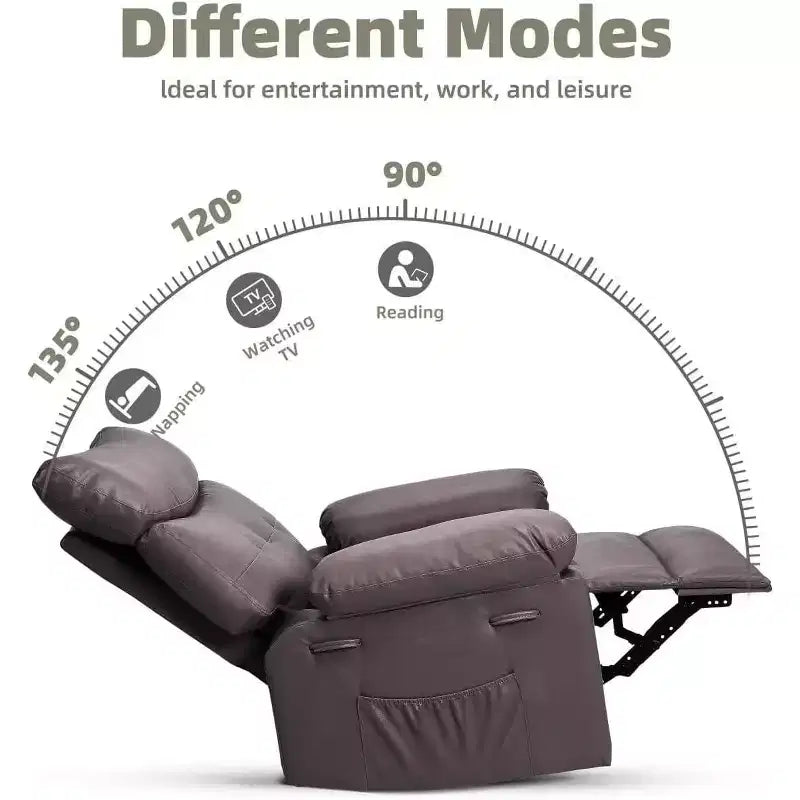 27 Oversized Recliner with Heat & Massage  360 Swivel & Manual Rocking, Remote Control for Living Room, Bedroom