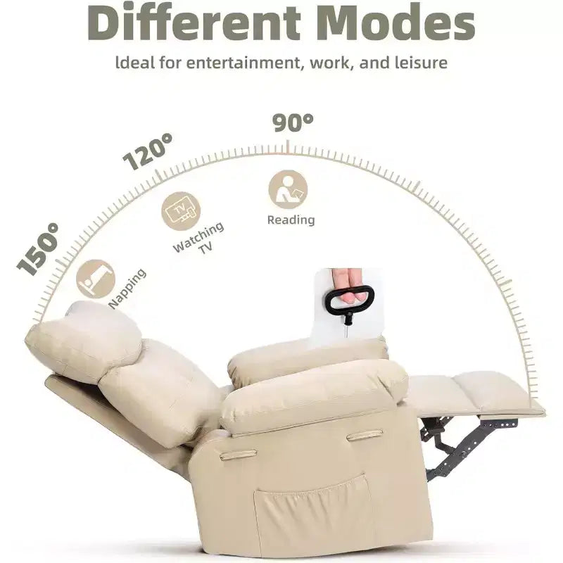 Oversized Recliner Chair for Adults - PU Leather Recliner Sofa with High-Density Foam, Wide Seat & Smooth Manual Recline