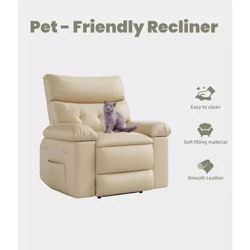 Oversized Recliner Chair for Adults - PU Leather Recliner Sofa with High-Density Foam, Wide Seat & Smooth Manual Recline