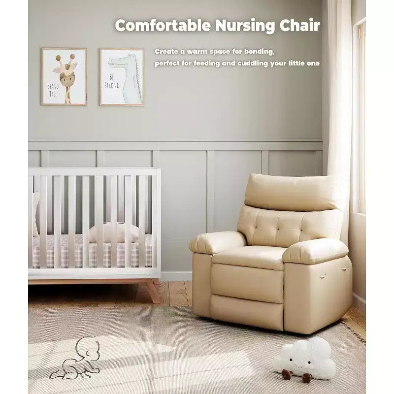 Oversized Recliner Chair for Adults - PU Leather Recliner Sofa with High-Density Foam, Wide Seat & Smooth Manual Recline