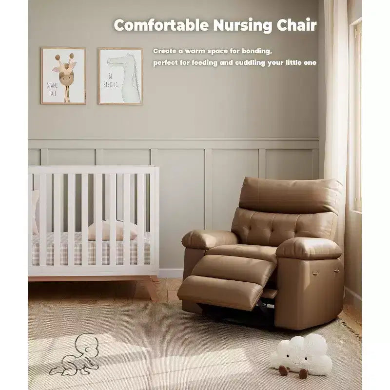 Oversized Recliner Chair for Adults - PU Leather Recliner Sofa with High-Density Foam, Wide Seat & Smooth Manual Recline