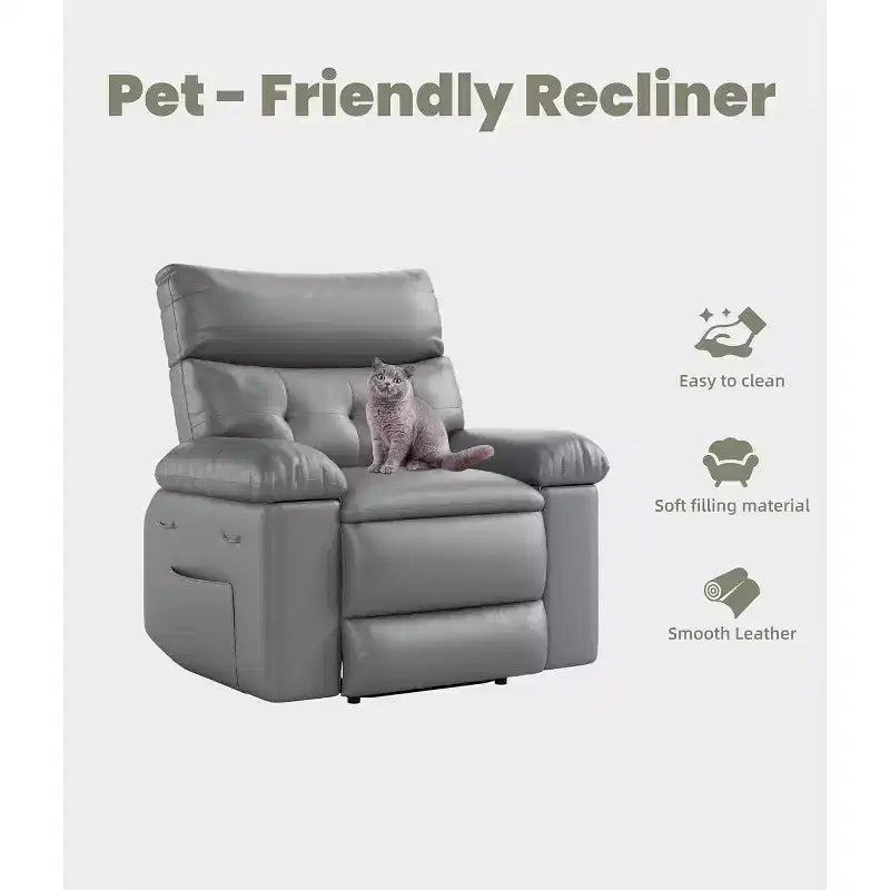 Oversized Recliner Chair for Adults - PU Leather Recliner Sofa with High-Density Foam, Wide Seat & Smooth Manual Recline