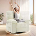 Recliner Chair, 360 Swivel Rocker Chair for Small Spaces,Upholstered Fabric Glider Nursery Chair With Side Pockets for Living Room,Q235 Steel Frame