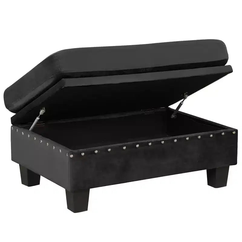 Whisen 105 L-Shaped Modern Sectional with Storage Ottoman & 2 Pillows
